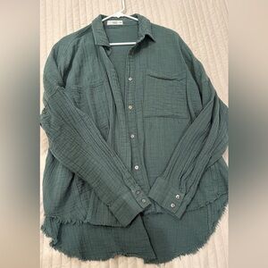 Women's Green Button-Up Shirt